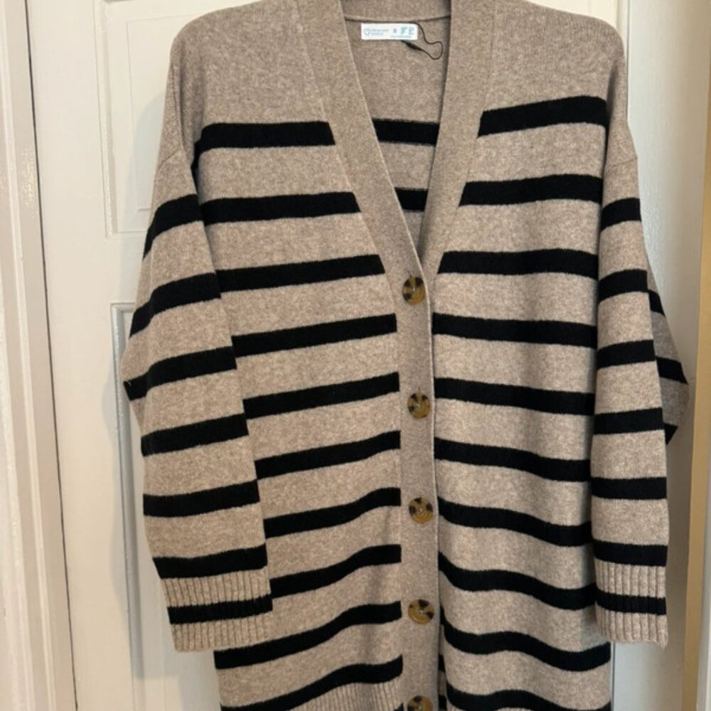 Primark beige and cream stripe cardigan